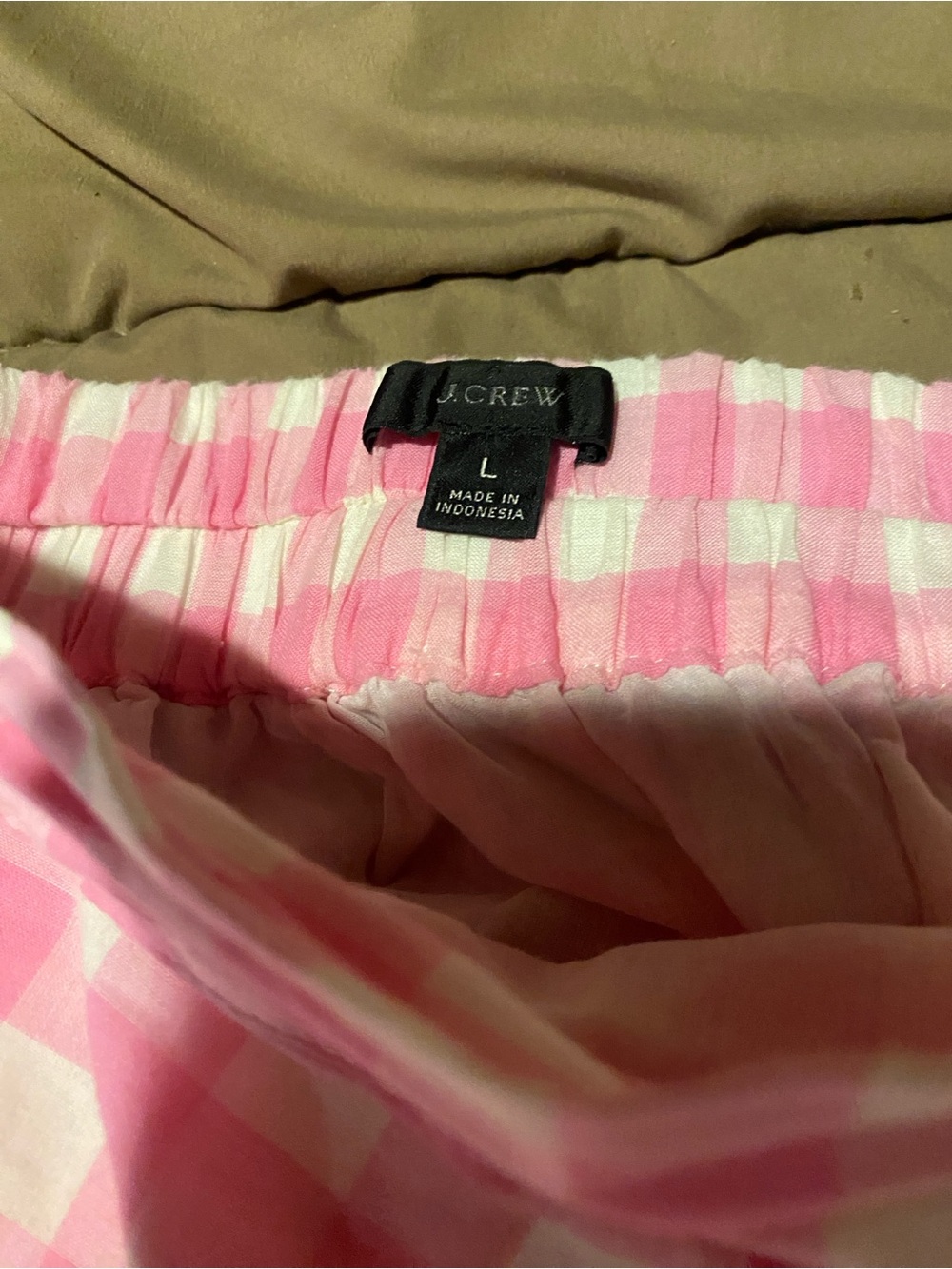 J. Crew Pink Gingham skirt midi L wrap - Picture 3 of 3